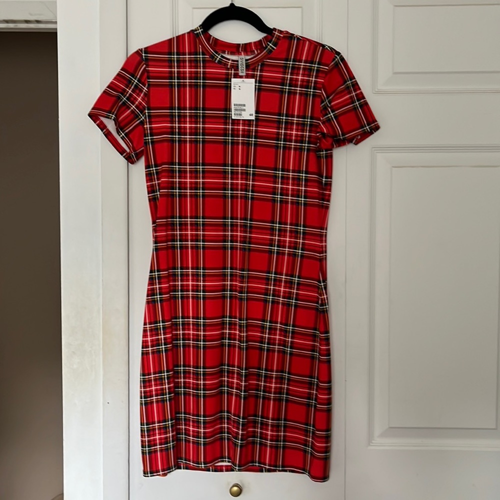 H & M Jersey plaid dress